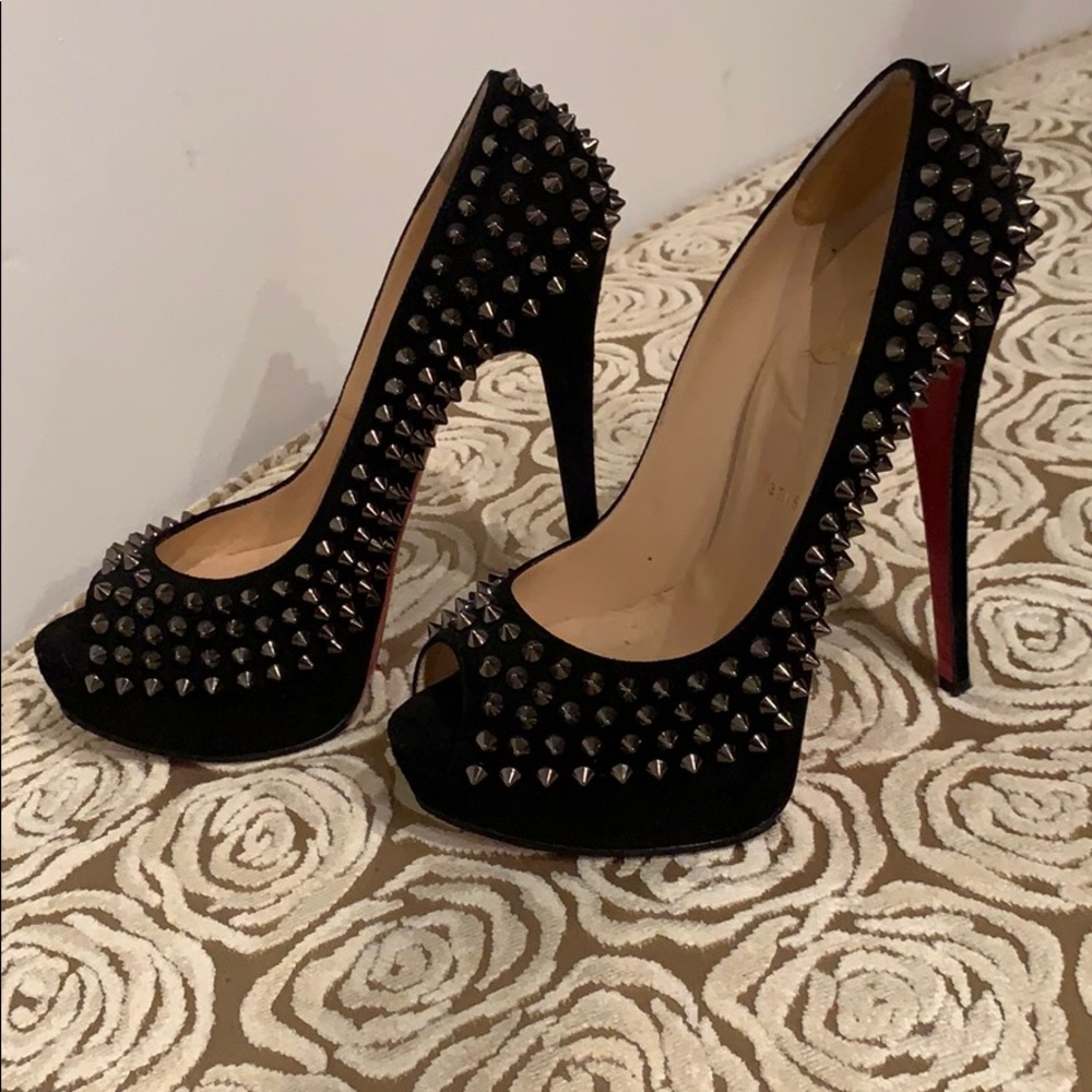 Christian Louboutin Black Suede Spiked Heel